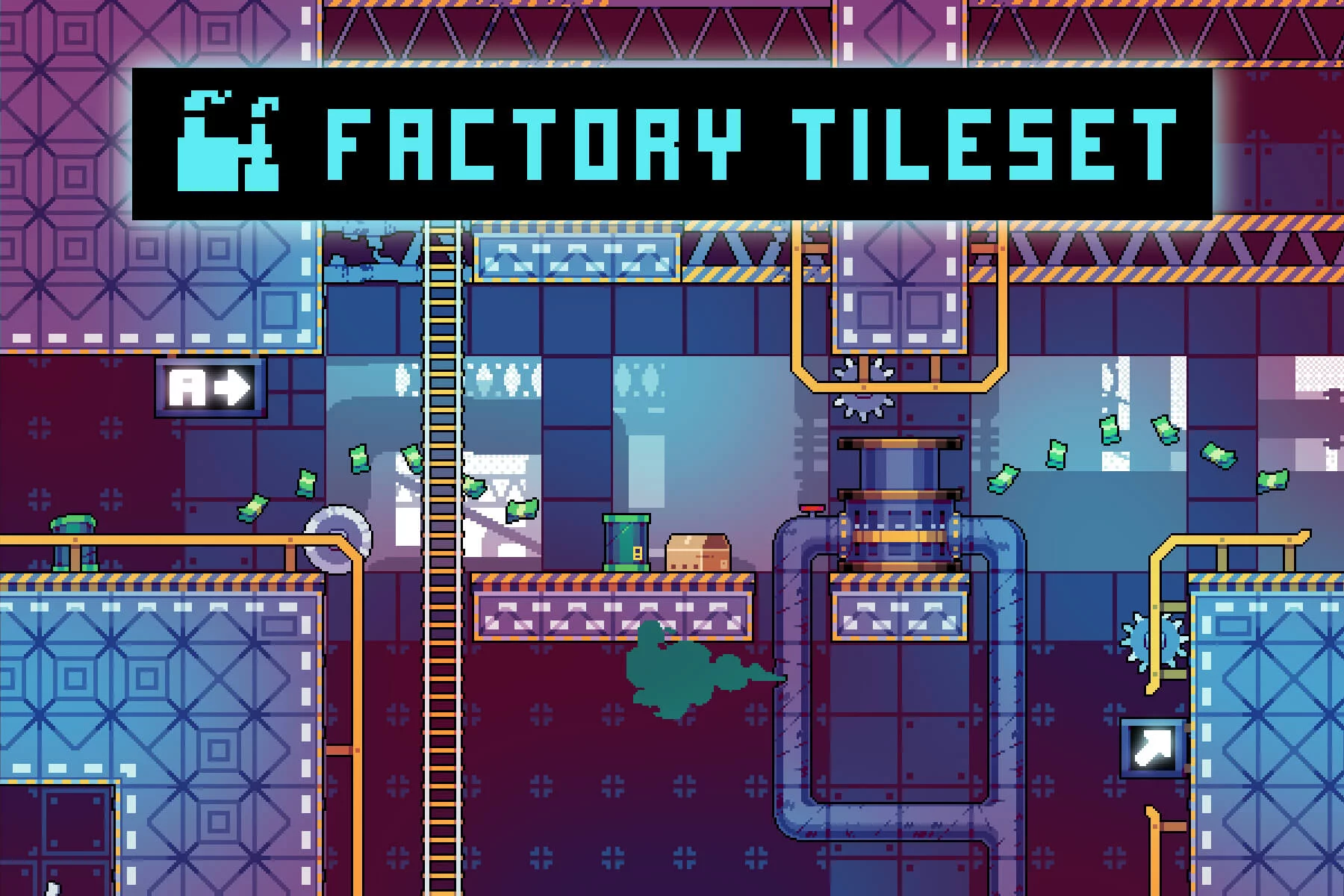 Factory Pixel Art 32×32 Tileset for Cyberpunk