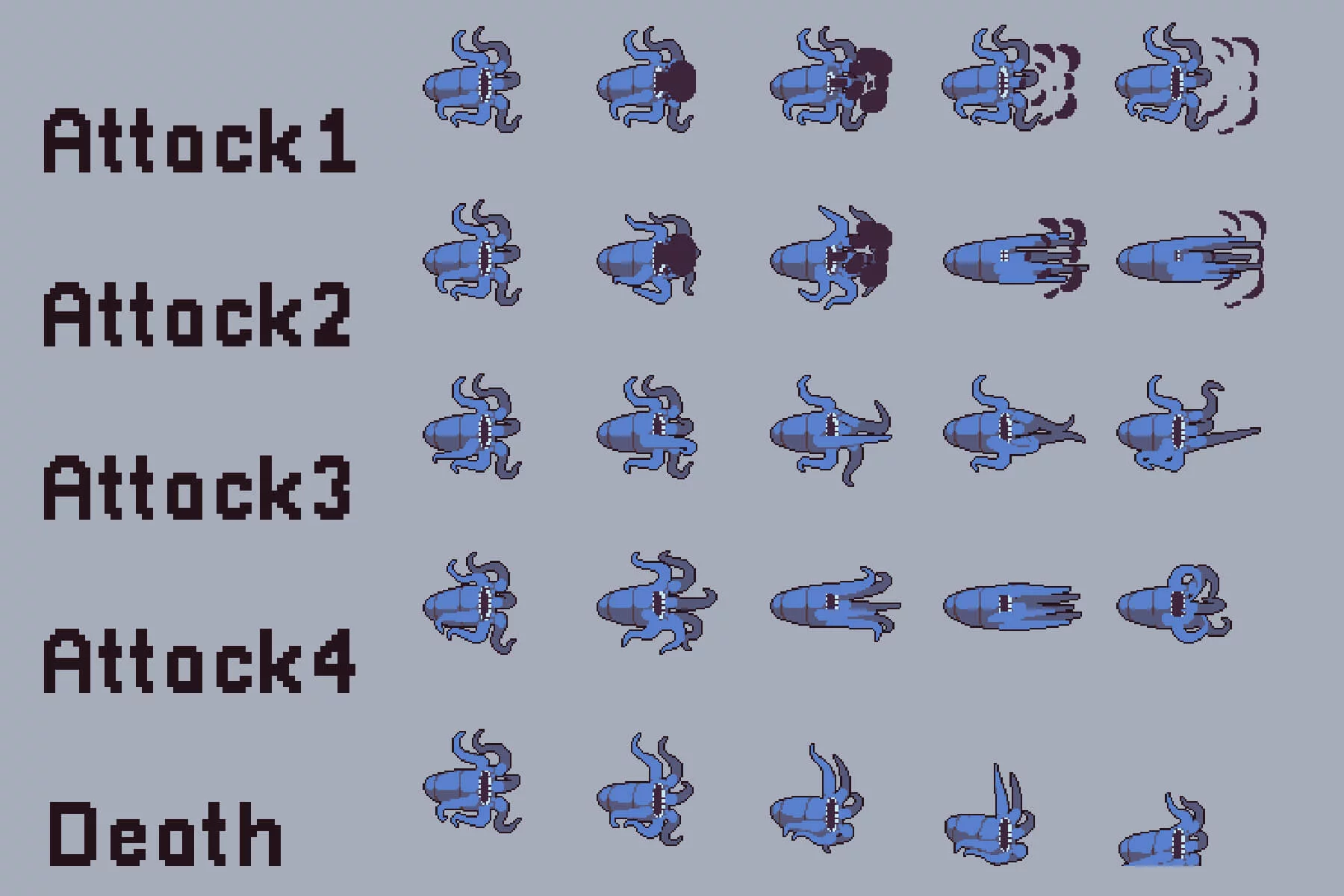 Water Monsters Pixel Art Sprite Sheet Pack