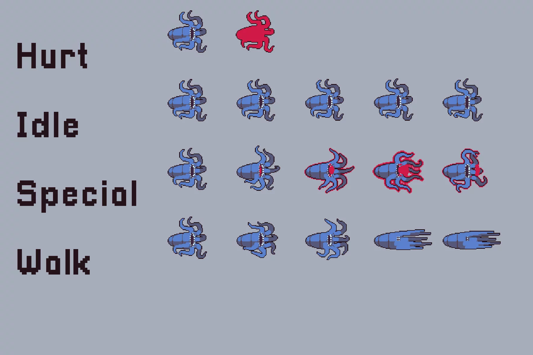 Water Monsters Pixel Art Sprite Sheet Pack