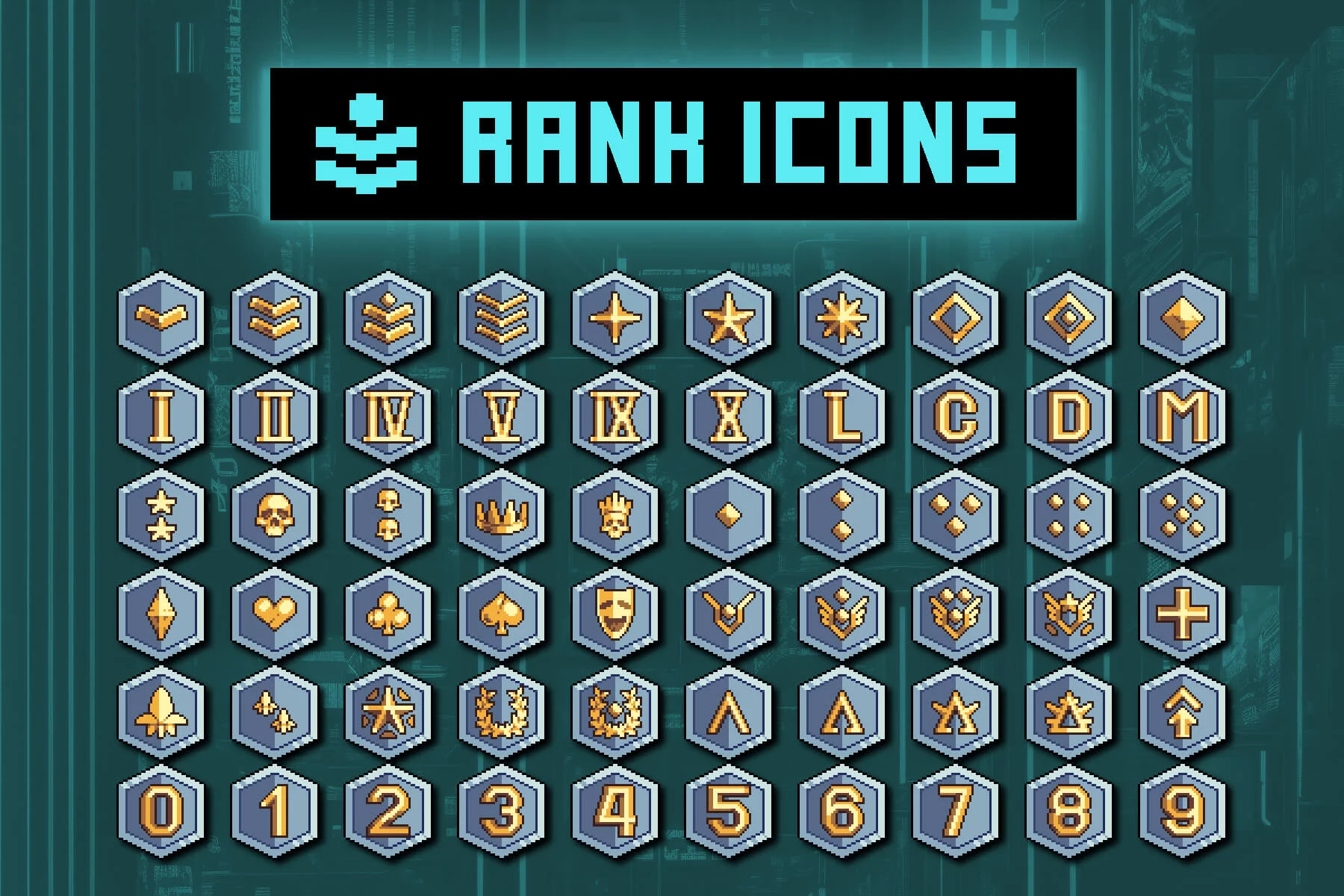 The Cyberpunk 32×32 Pixel Rank Icons