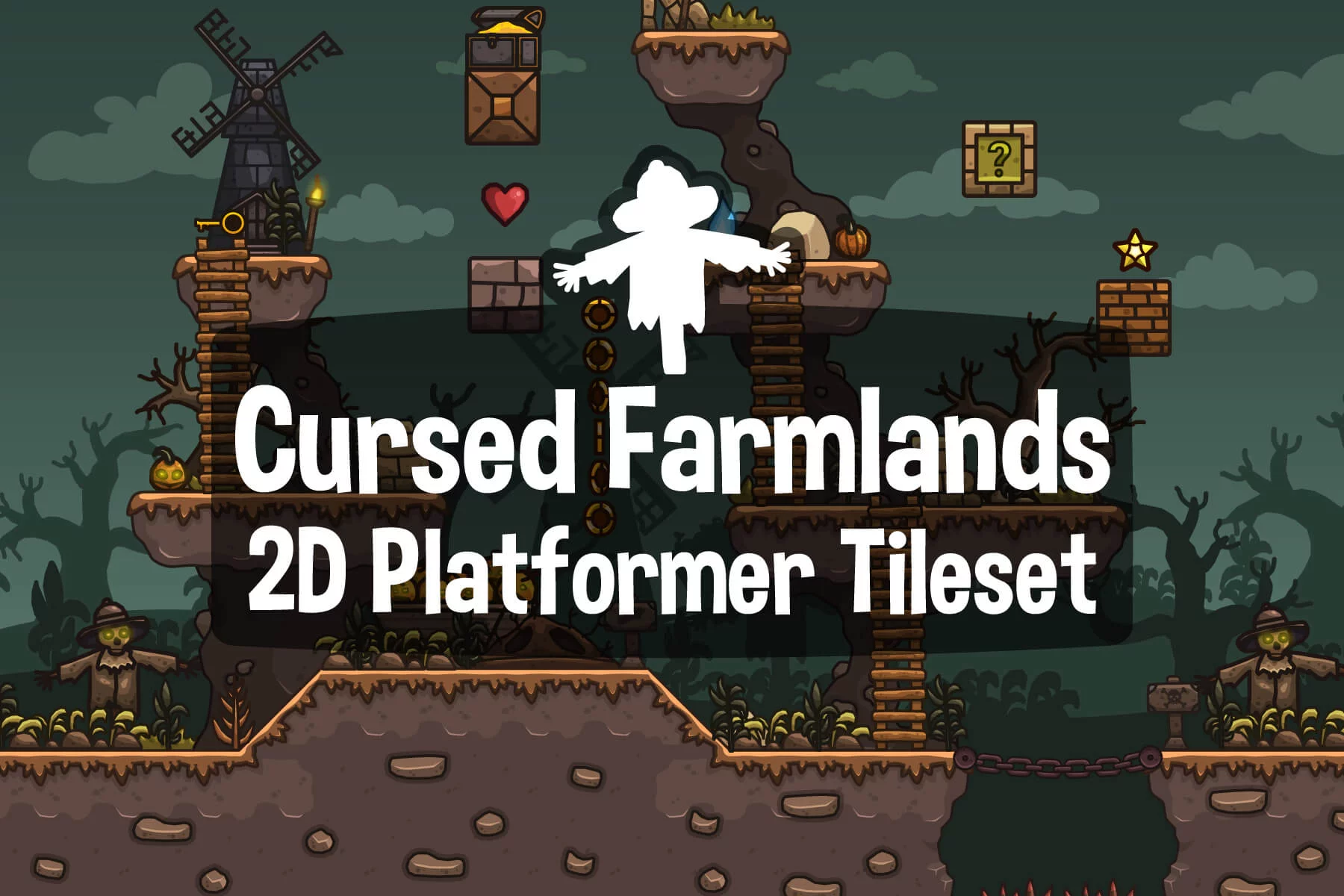 Cursed Farmlands 2D Platformer Tileset