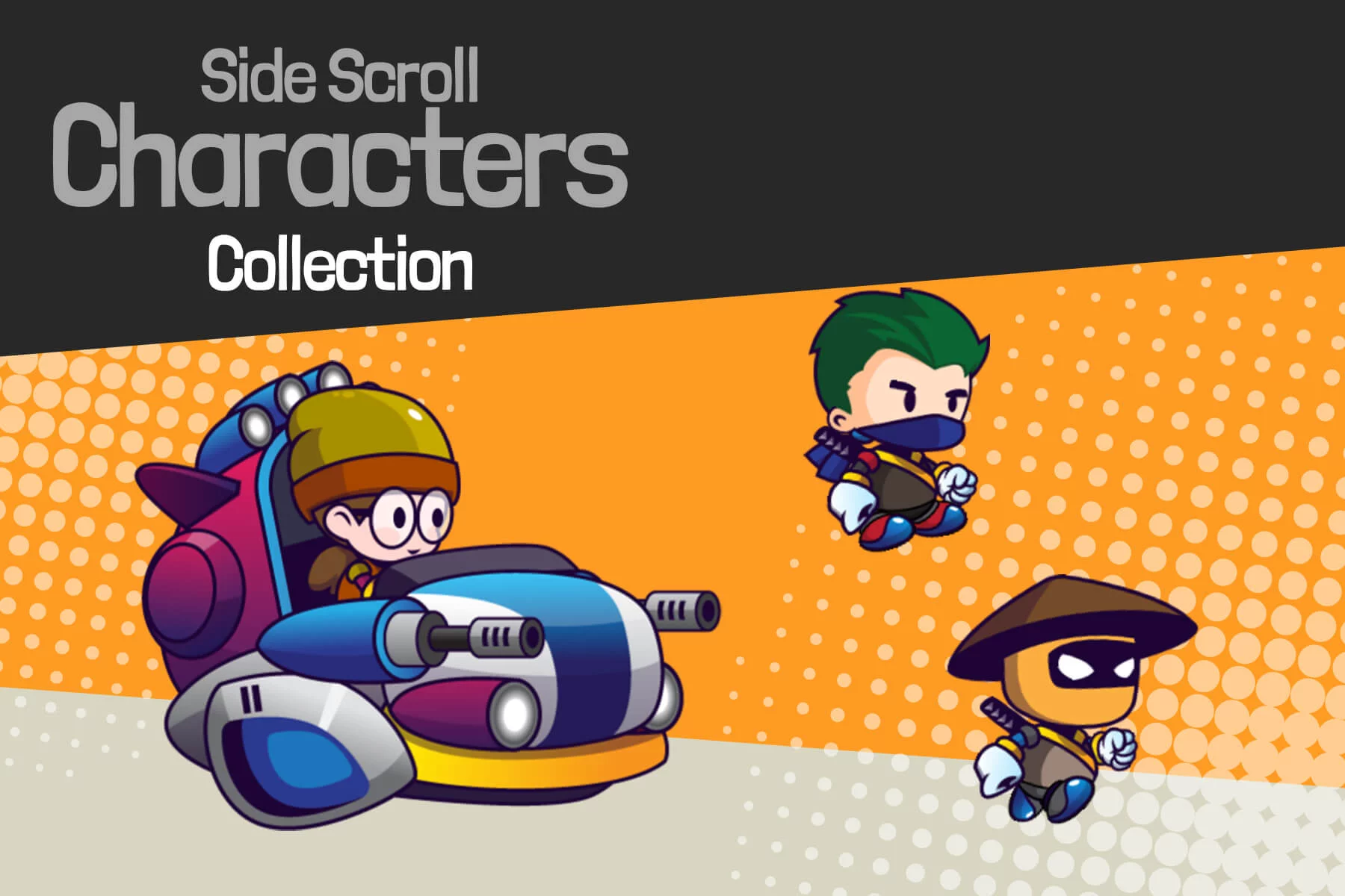 3 Cartoon Characters 2D Asset Pack