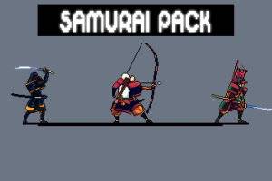 武士像素艺术精灵表：三位武士与独特动画