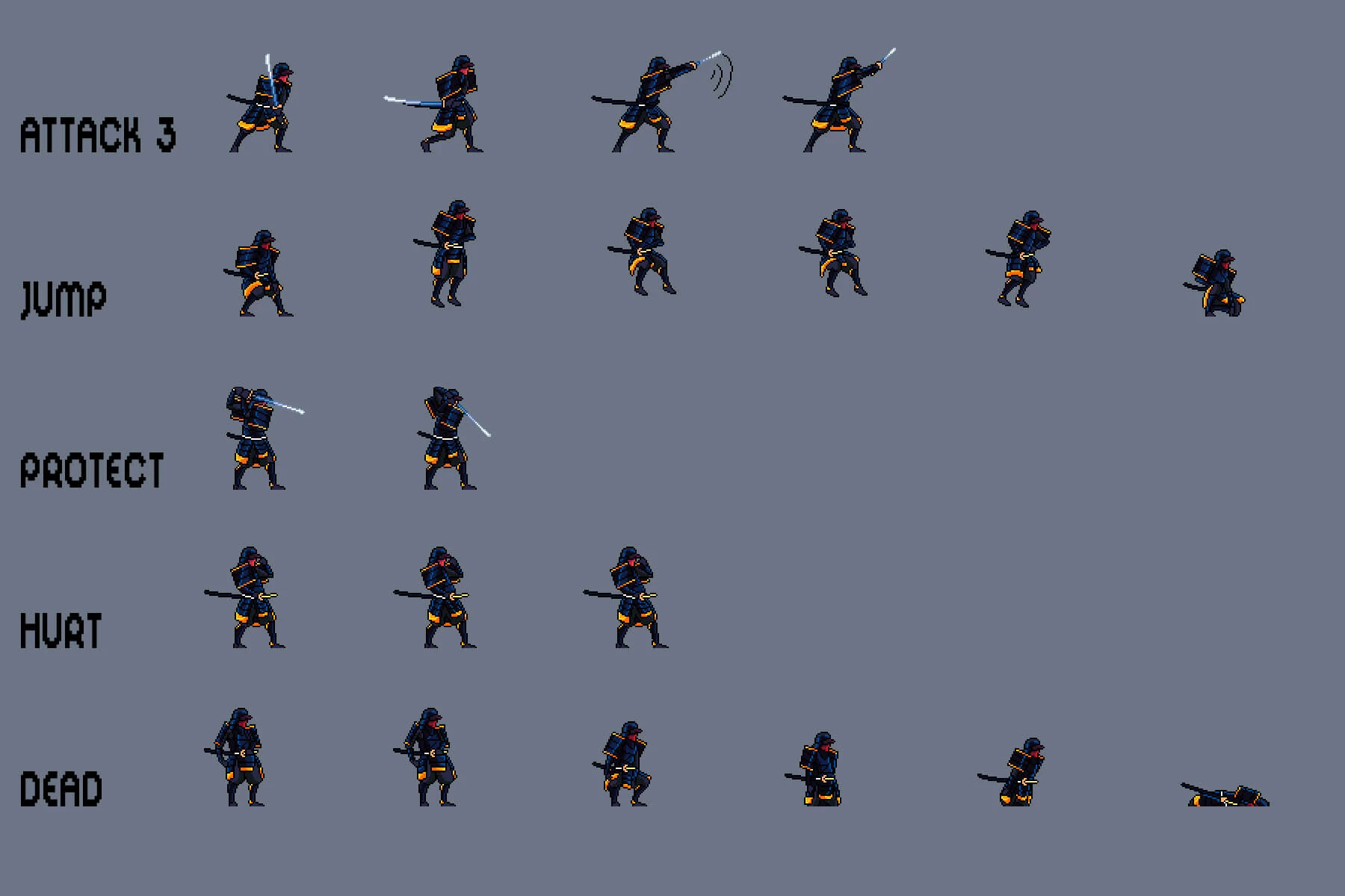Samurai Pixel Art Sprite Sheets