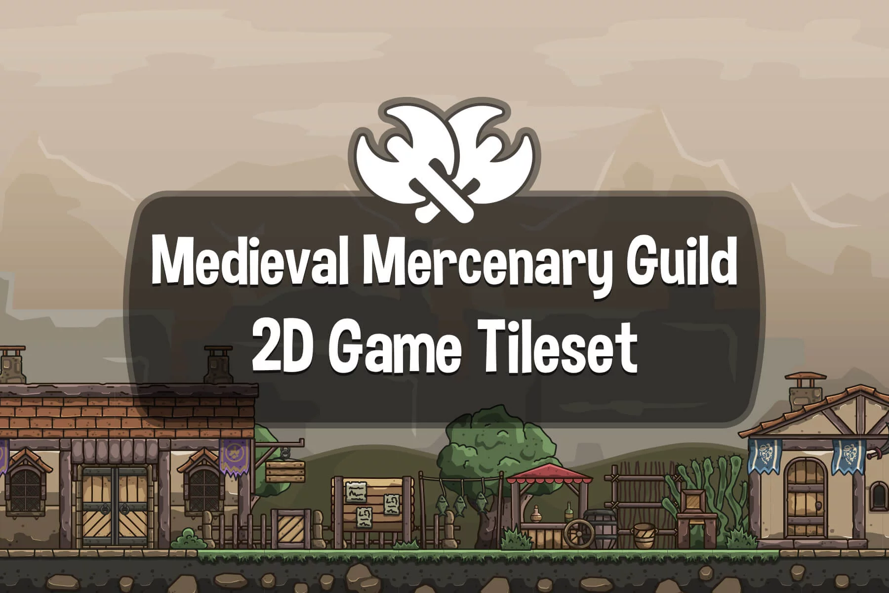 Medieval Mercenary Guild Cartoon 2D Tileset
