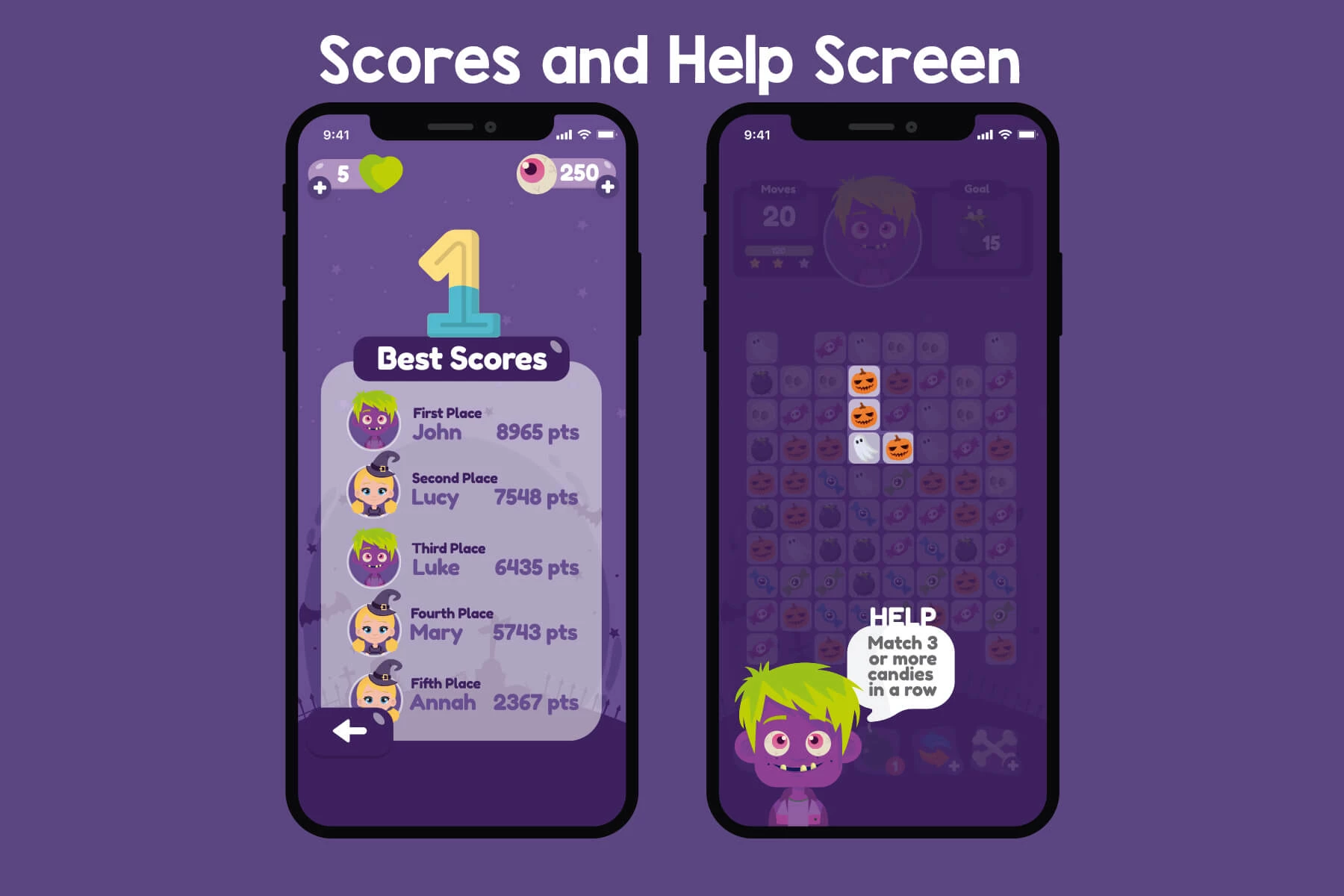 Halloween Match 3 Game UI Assets