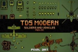 TDS现代军事：士兵与载具像素素材2