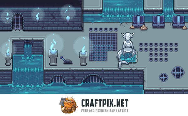 Dungeon Tileset Pixel Top-Down for Indie Game