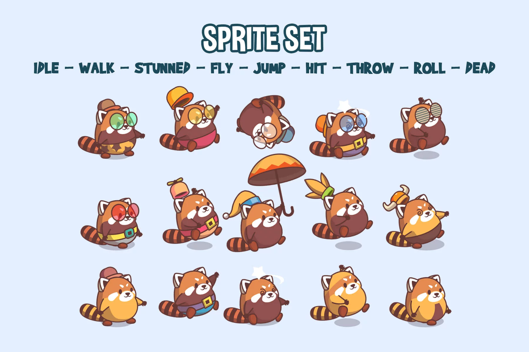 Red Panda Characters Game Sprite Pack