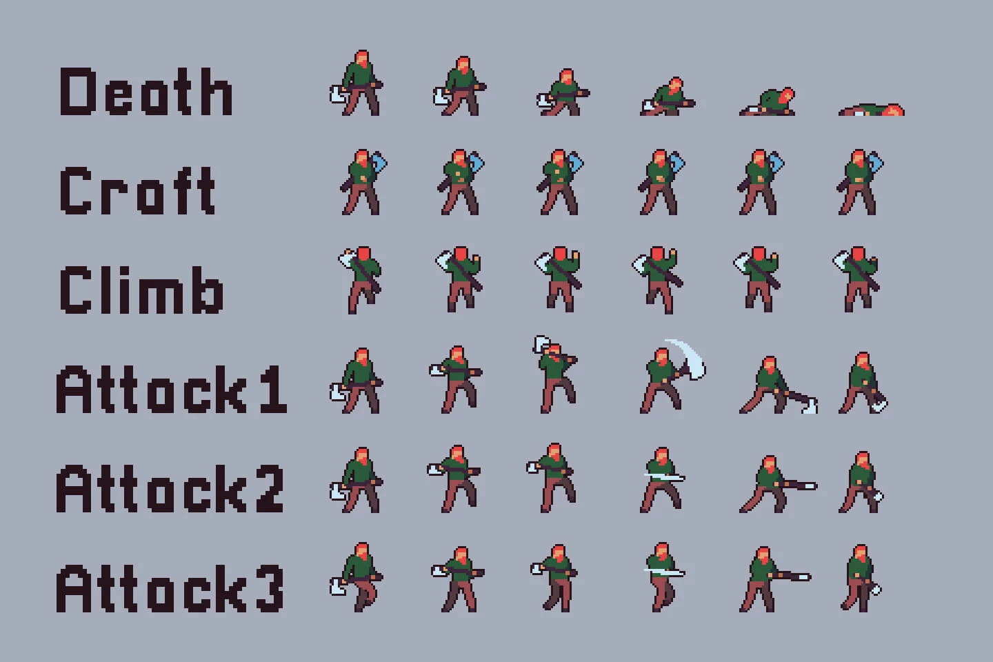 3 Character Sprite Sheets Pixel Art