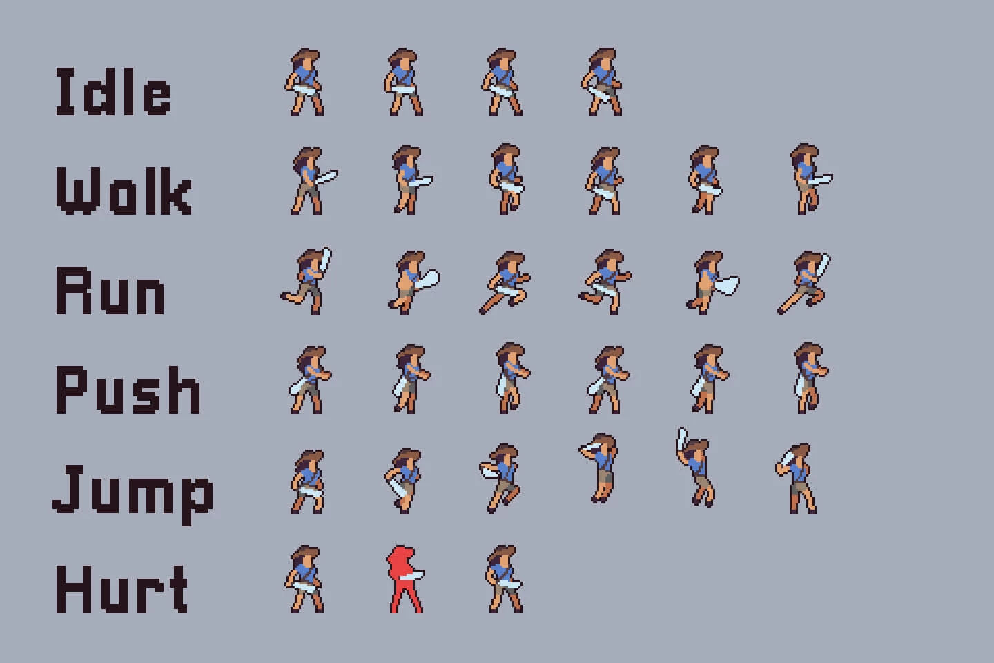 3 Character Sprite Sheets Pixel Art