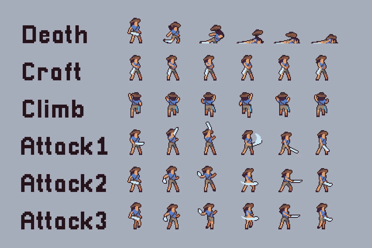 3 Character Sprite Sheets Pixel Art