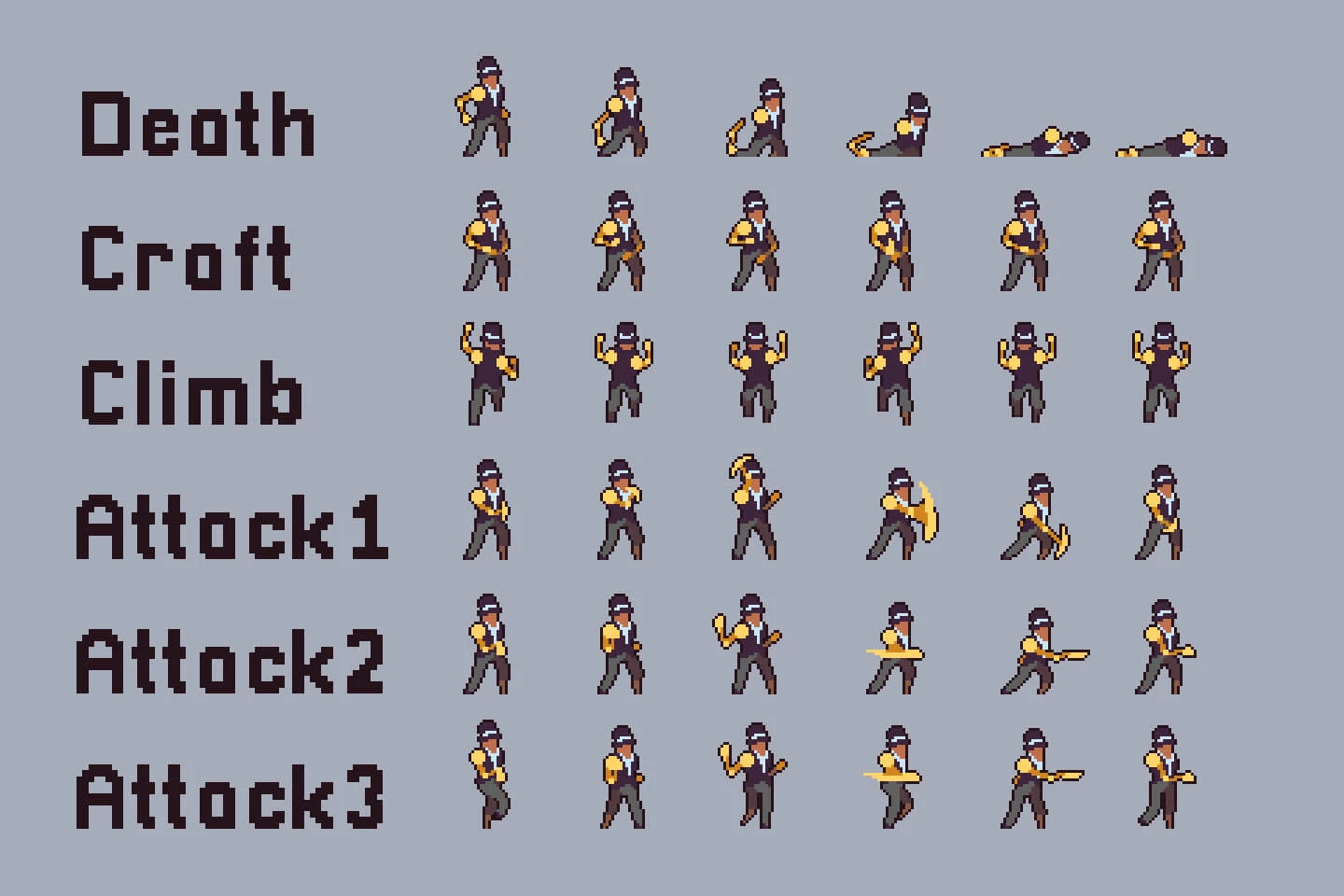 3 Character Sprite Sheets Pixel Art