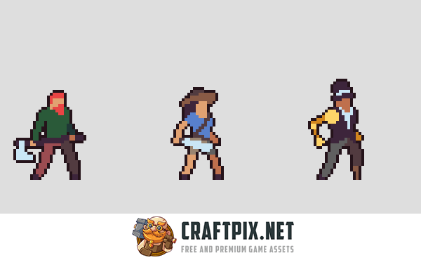 3 Character Sprite Sheets Pixel Art