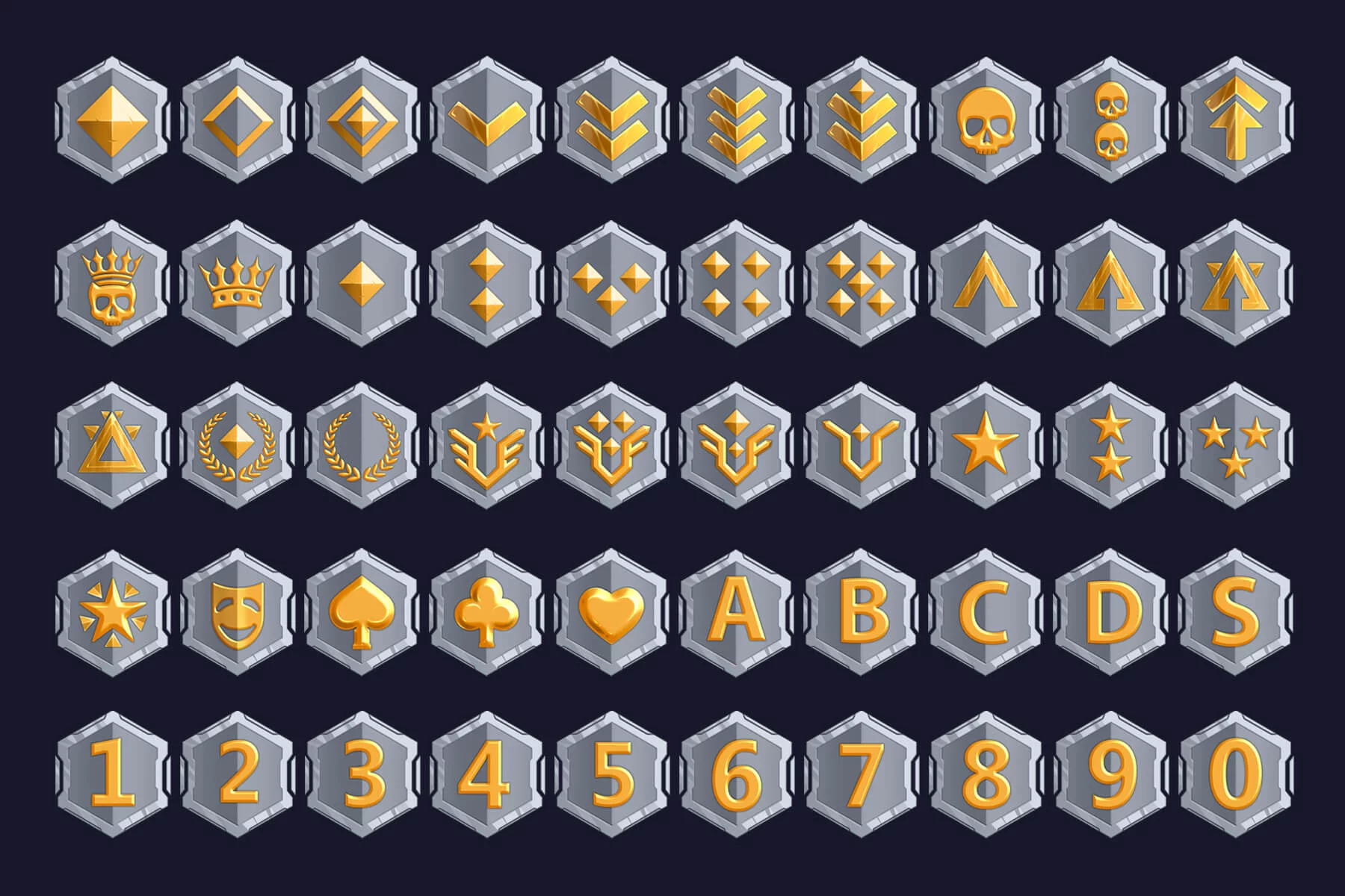 Cyberpunk Rank Icons Pack 512×512 Futuristic UI Badges