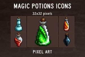 魔法药水像素图标集：32×32 RPG游戏素材