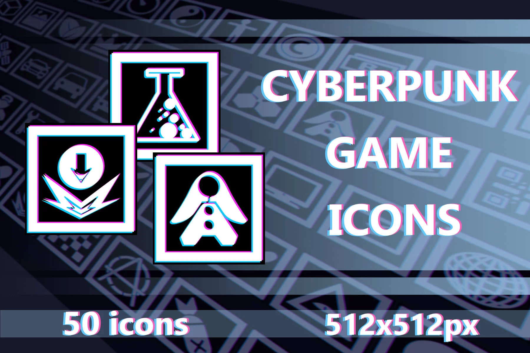 Game 512×512 Icons for Cyberpunk UI