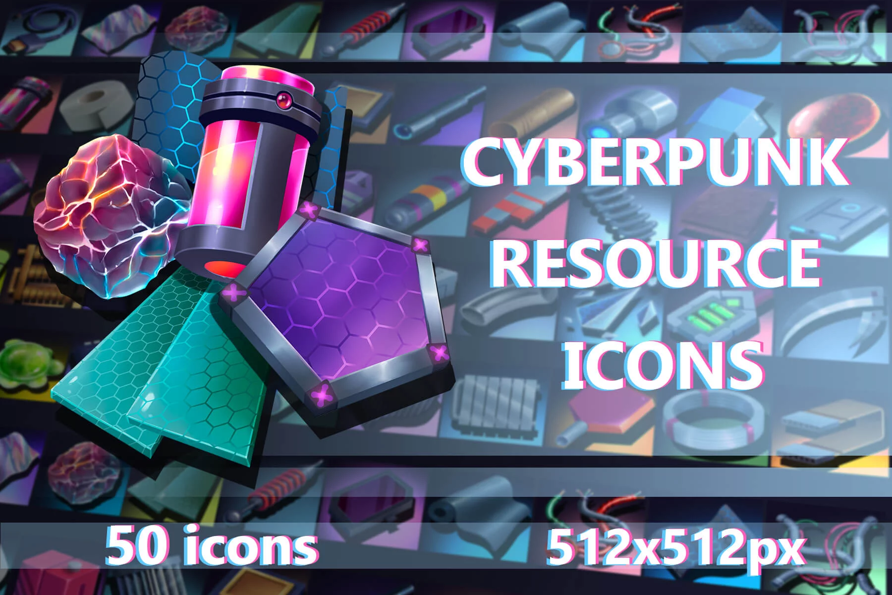 Cyberpunk Resource Game 512×512 Icons