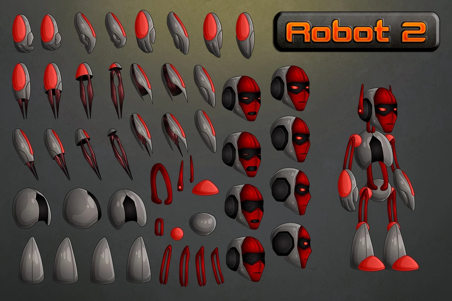 2D Robot Character Sprites