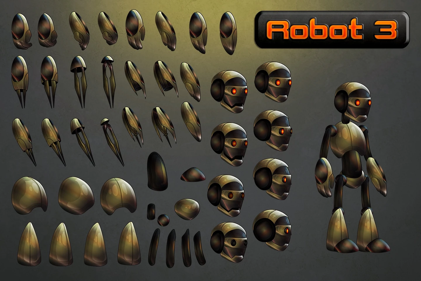 2D Robot Character Sprites