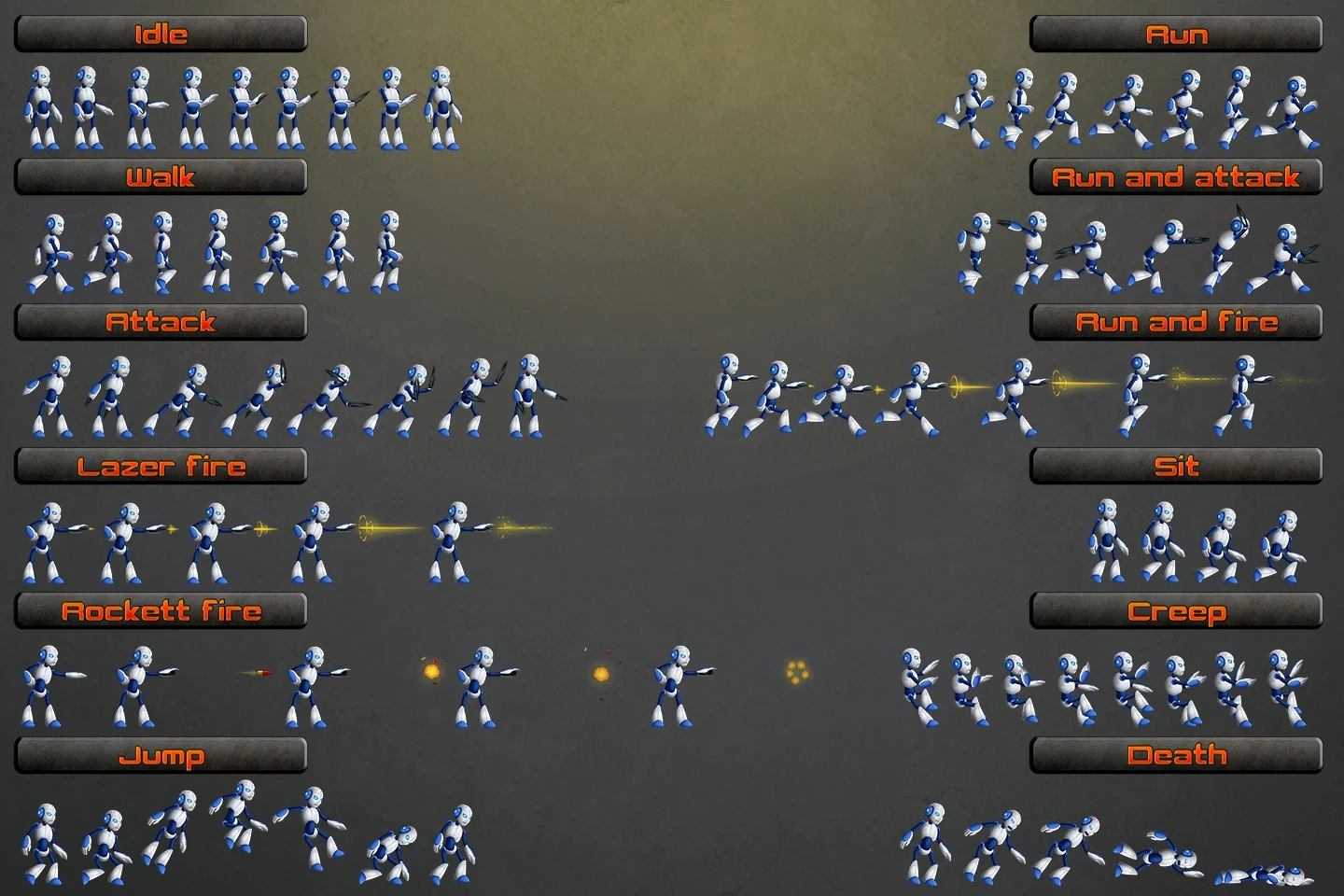 2D Robot Character Sprites