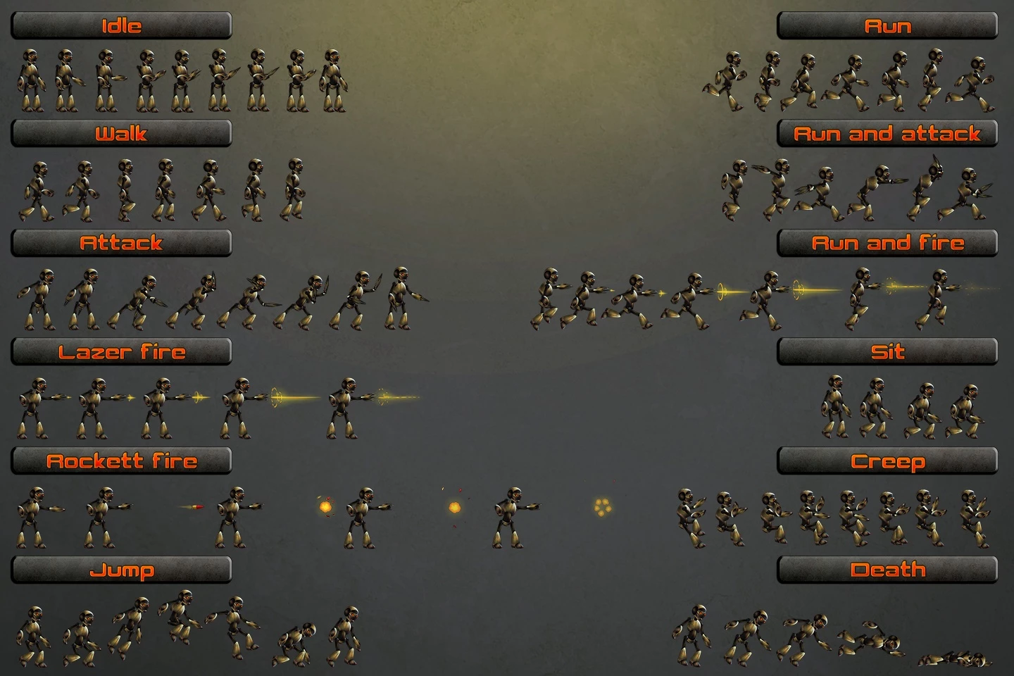 2D Robot Character Sprites