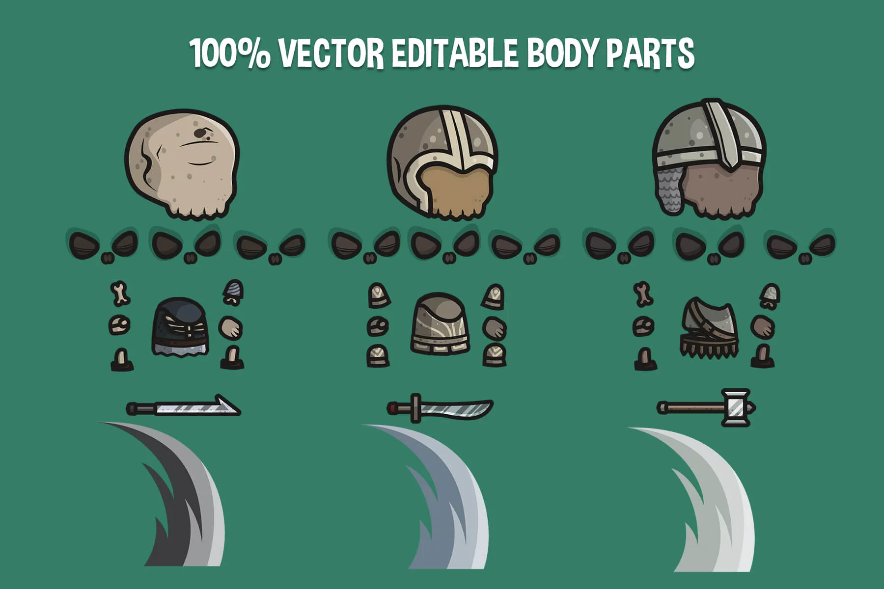 Chibi Skeleton Warrior Character Sprites