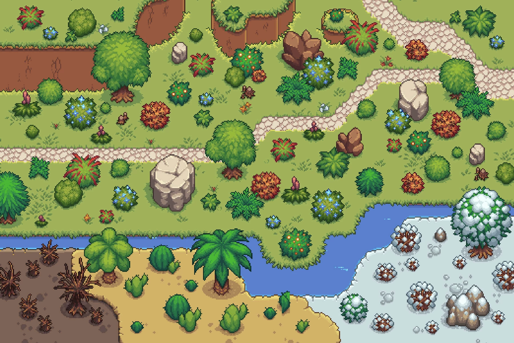 Top-Down Bushes Pixel Art