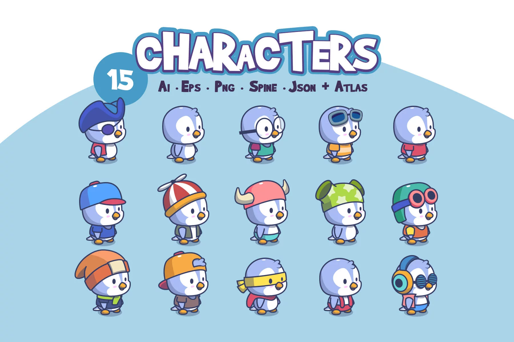 Cartoon Penguins Game Character Sprites Pack