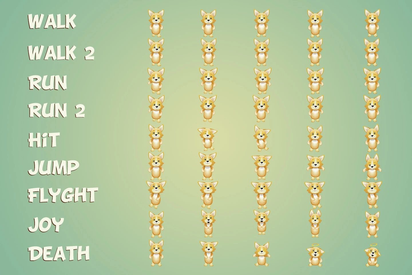 Dog, Koala and Bunny 2D Game Sprites