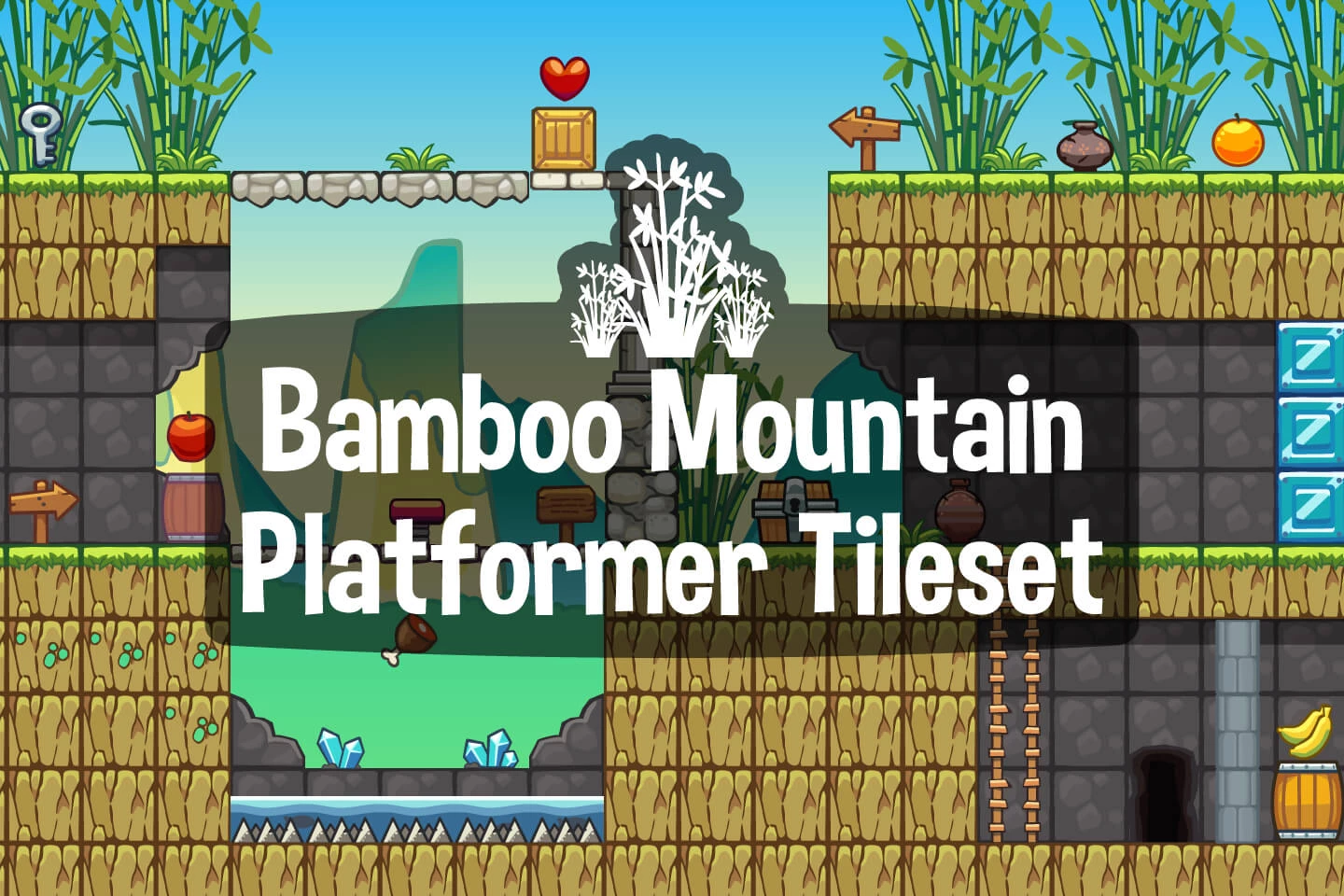 Bamboo Mountain 2D Game Tileset