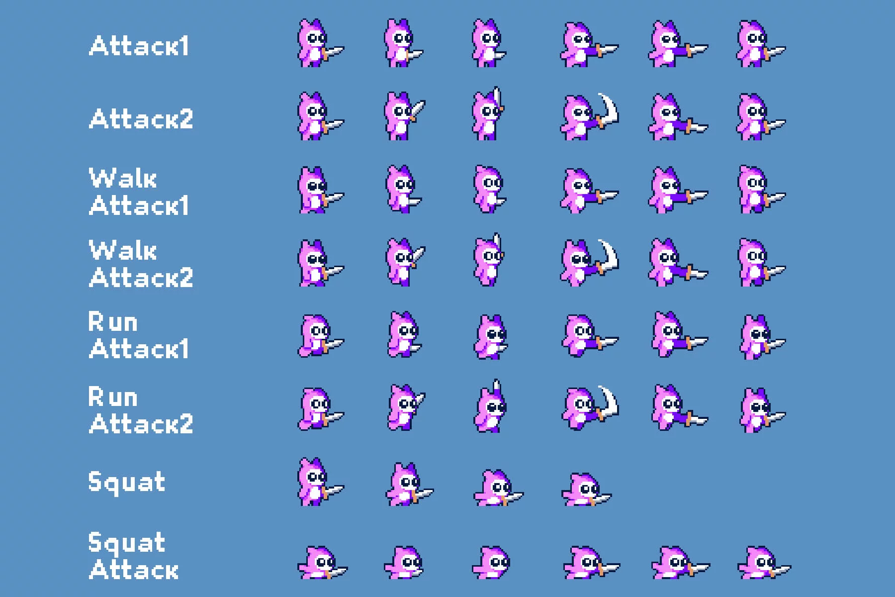 Tiny Pixel Hero Sprites with Melee Attacks