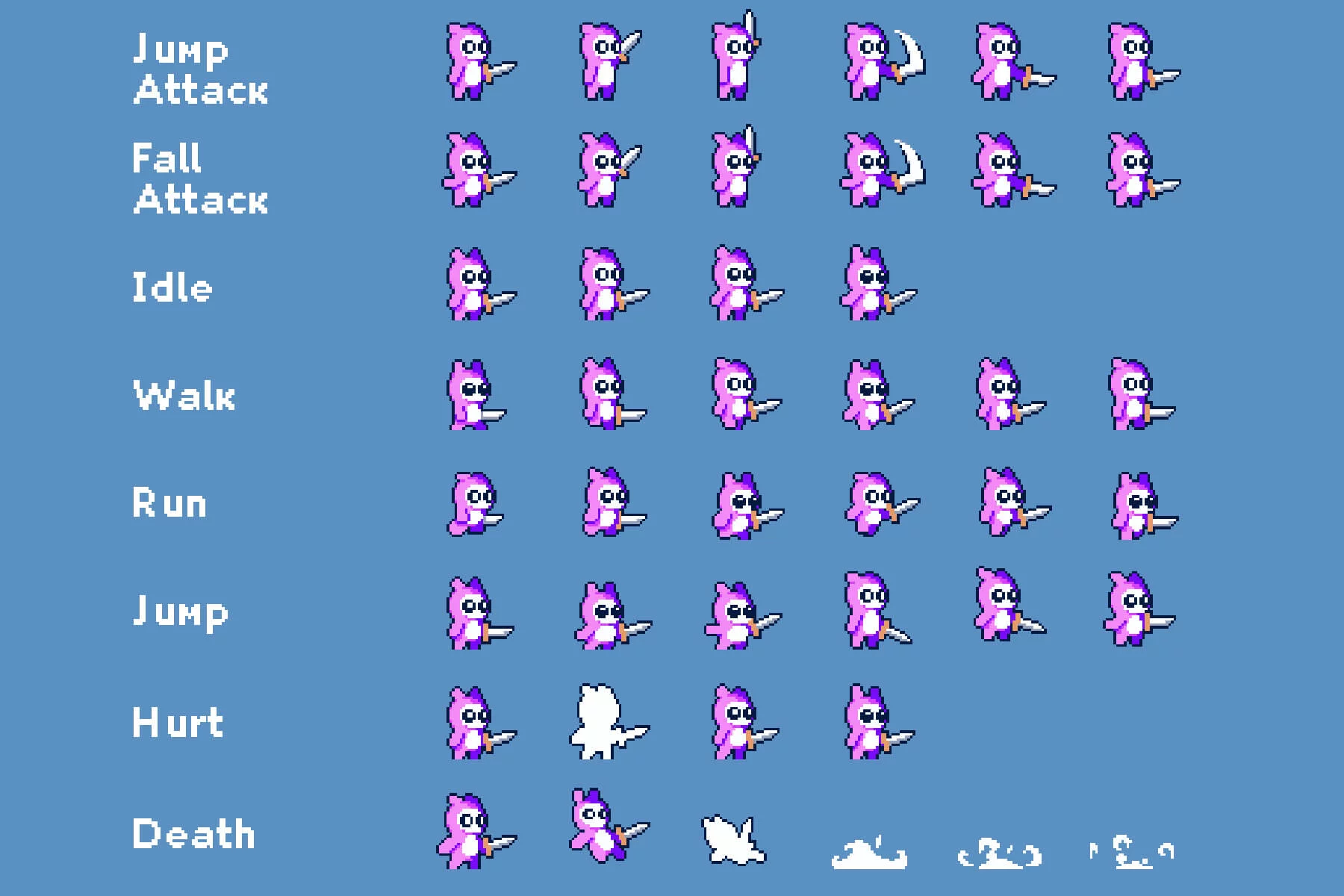 Tiny Pixel Hero Sprites with Melee Attacks