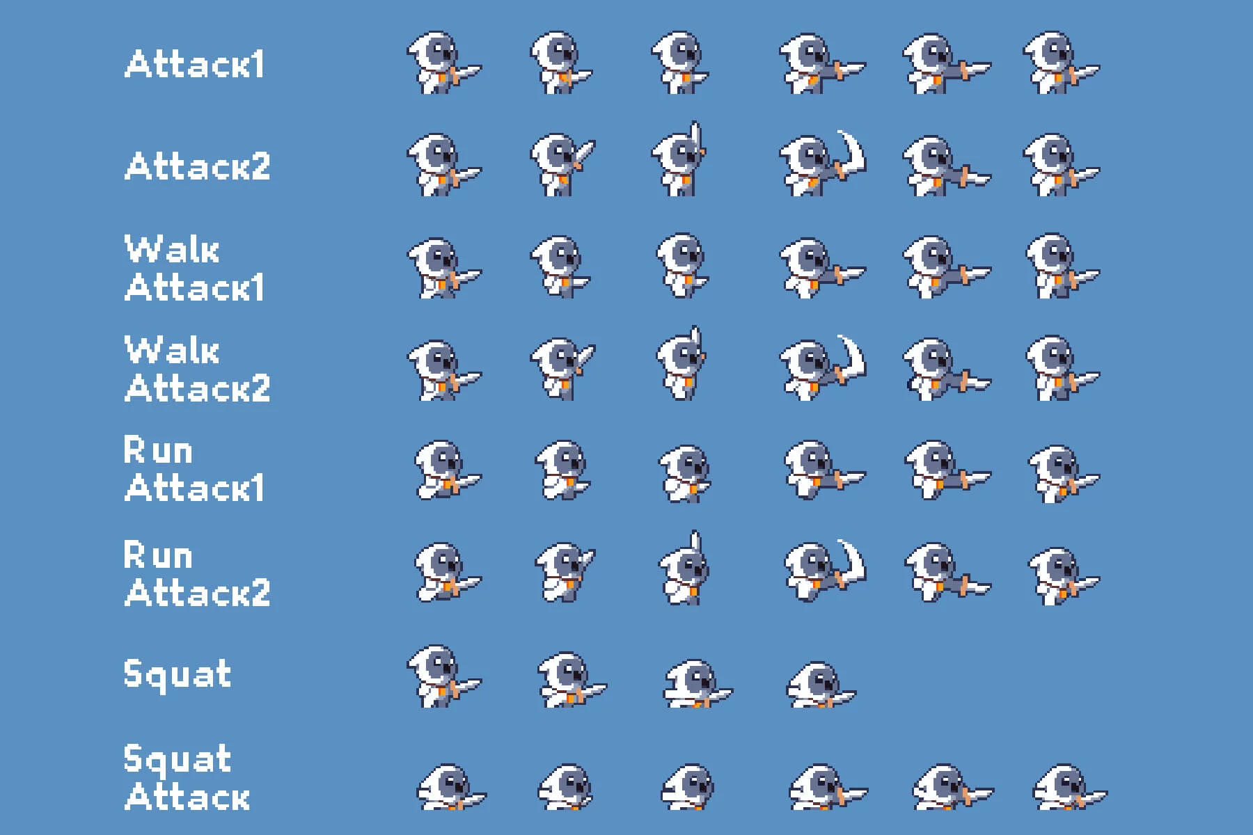 Tiny Pixel Hero Sprites with Melee Attacks