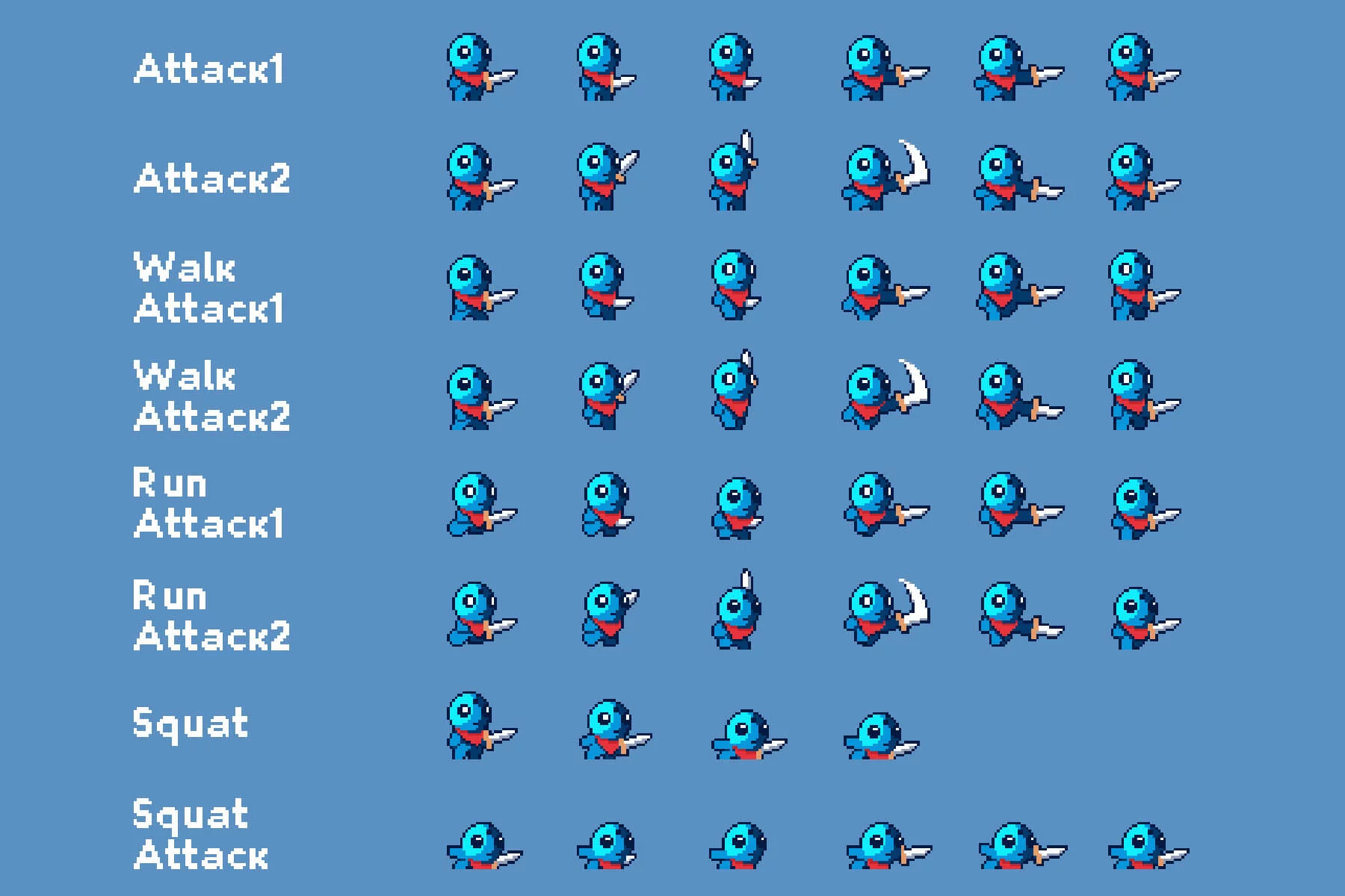 Tiny Pixel Hero Sprites with Melee Attacks
