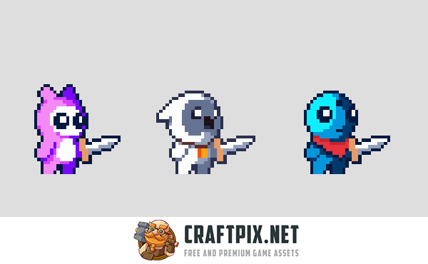Tiny Pixel Hero Sprites with Melee Attacks