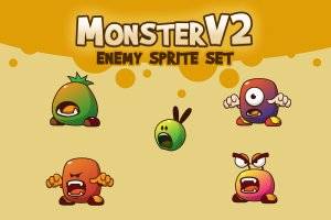 Monster V2角色精灵：5个可编辑动画对手素材