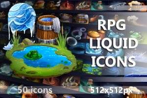RPG液体游戏图标集：50个512×512高清元素