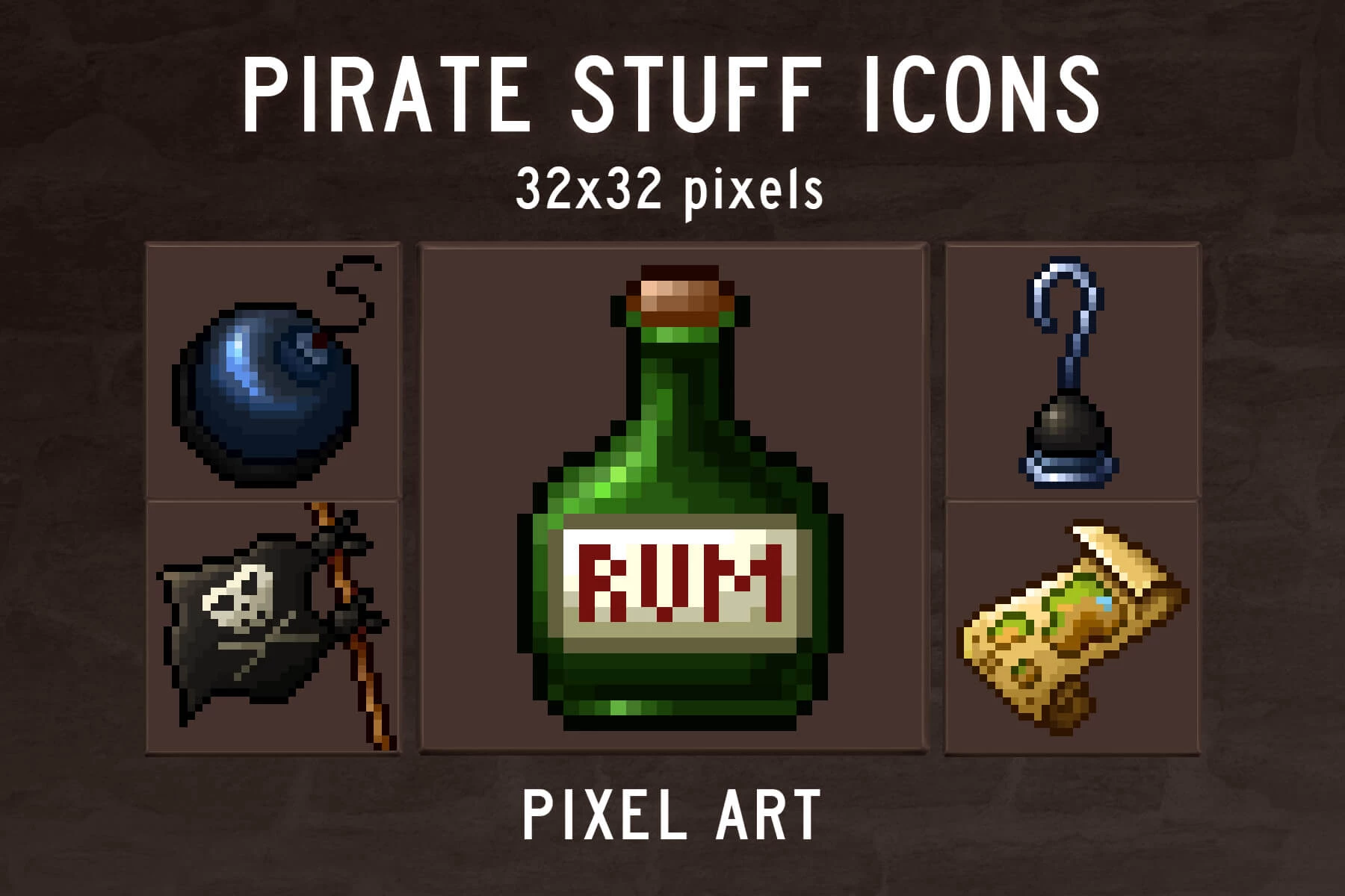 Pirate Stuff Pixel Art Icons