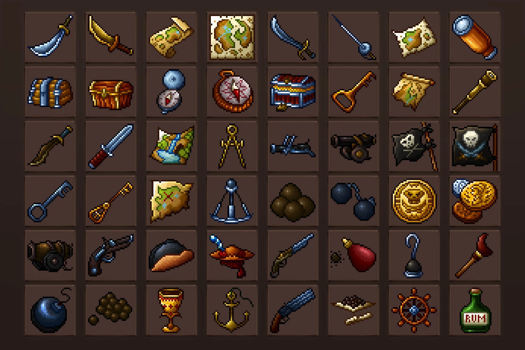 Pirate Stuff Pixel Art Icons