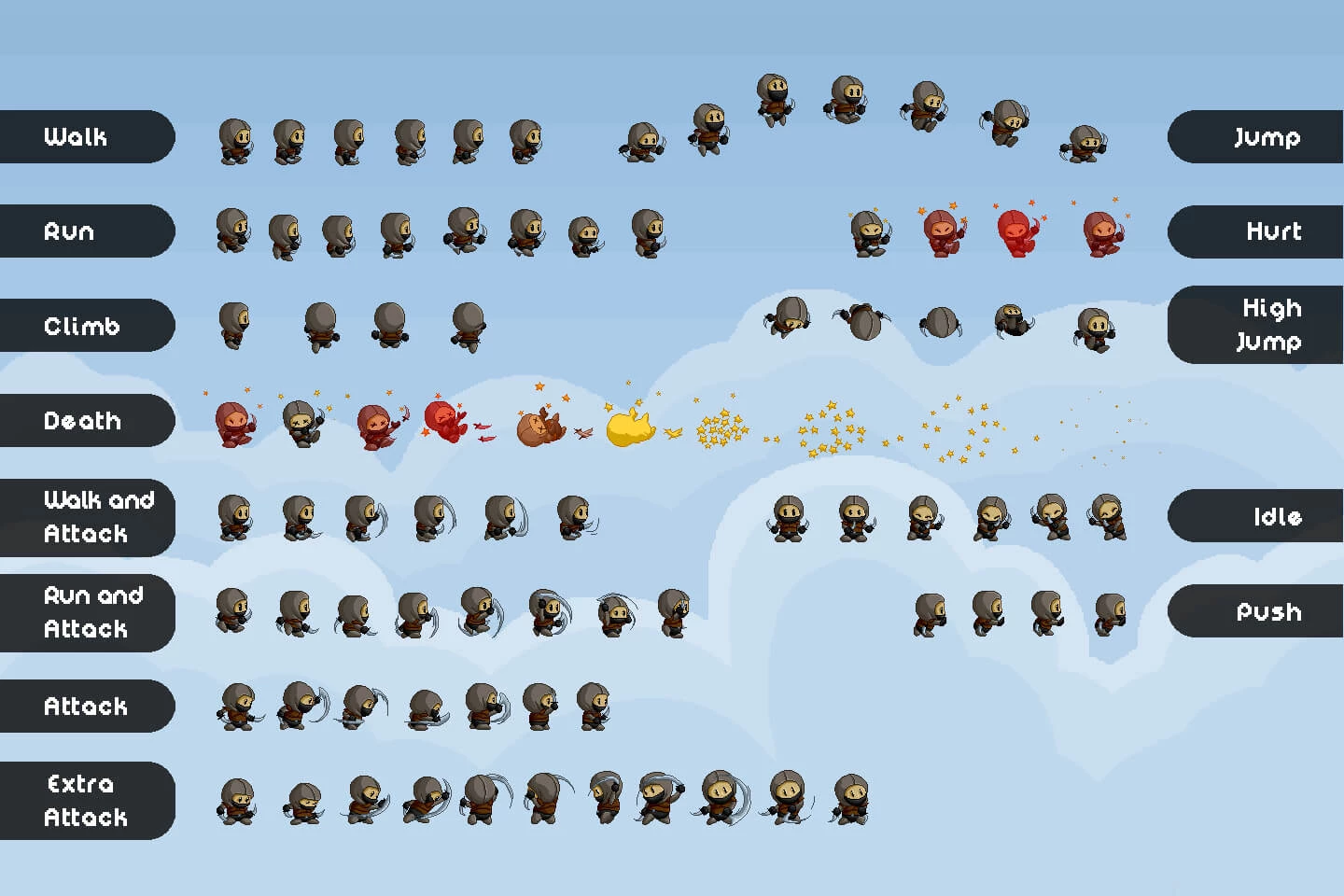 Pixel Art Fantasy Game Main Heroes