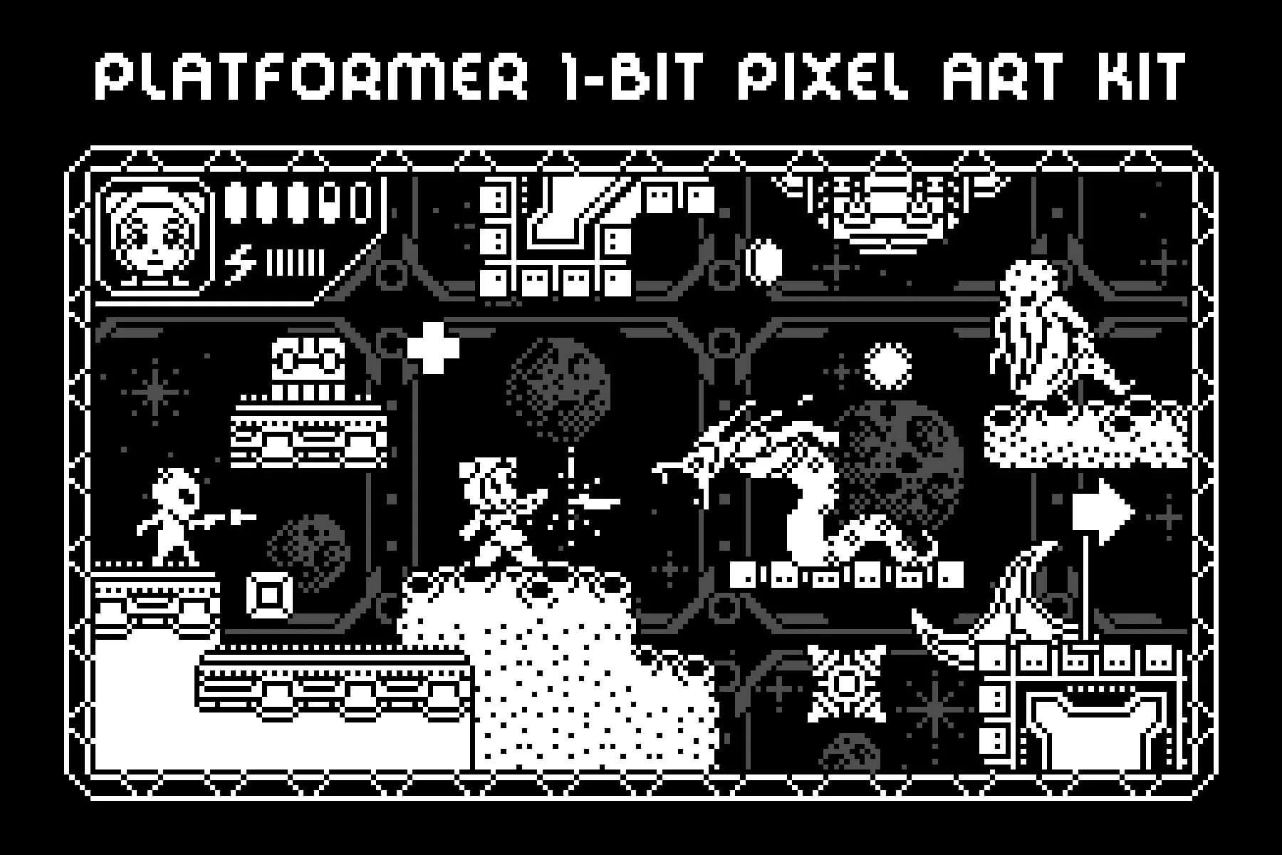 Sci-Fi Platformer 1-Bit Pixel Art Game Kit