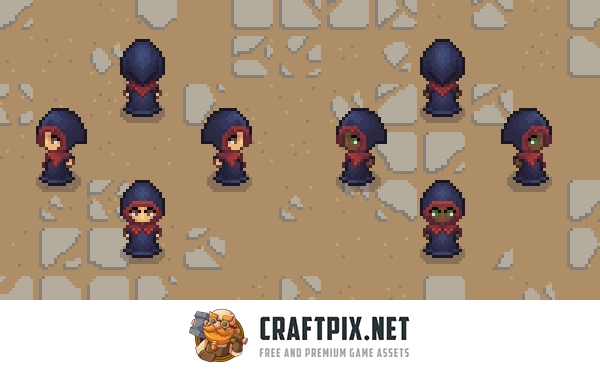 Ruined Temple Top-Down Location Pixel Art