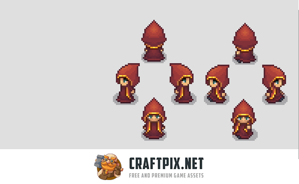 Ruined Temple Top-Down Location Pixel Art