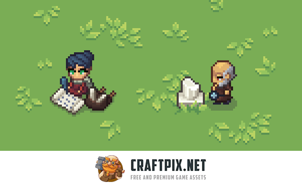 Ruined Temple Top-Down Location Pixel Art