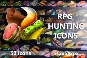 RPG狩猎游戏图标包：512×512像素奇幻狩猎素材