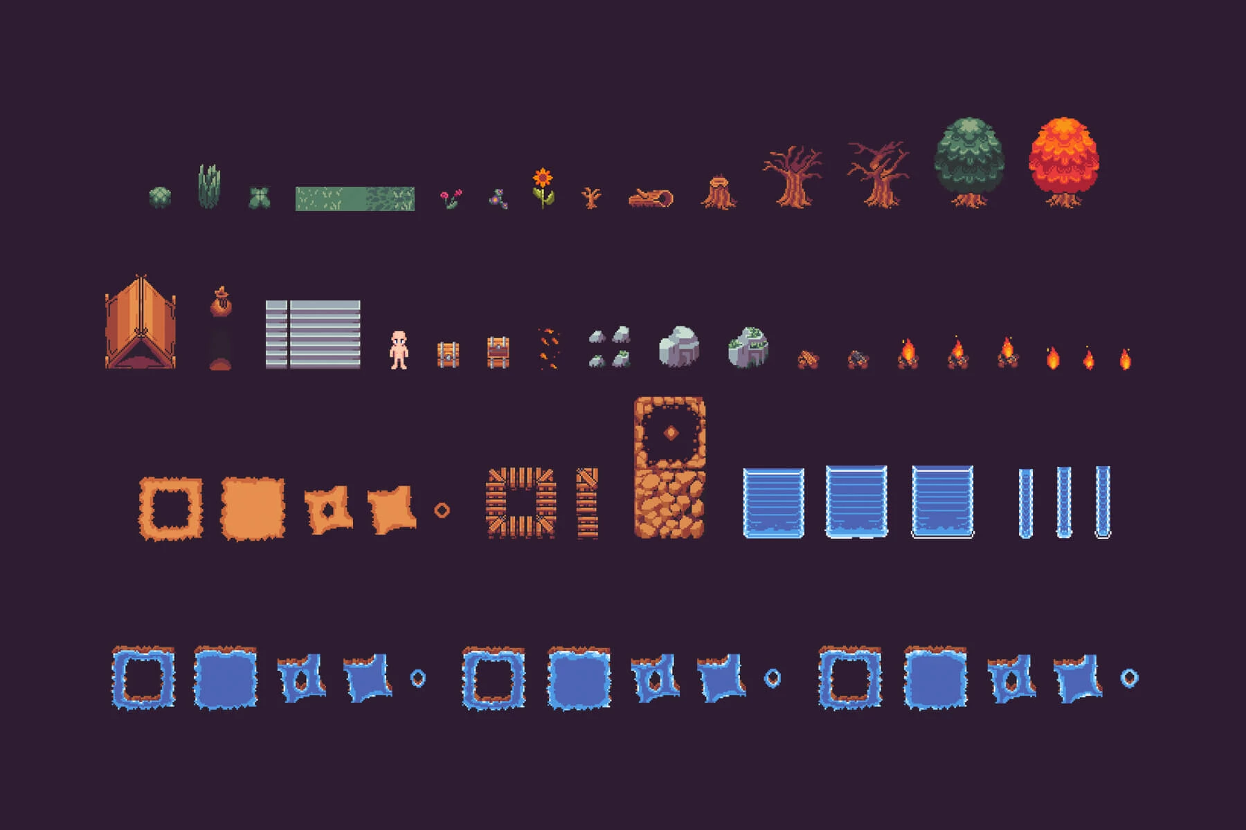 Green Forest Top Down Pixel Art Tileset
