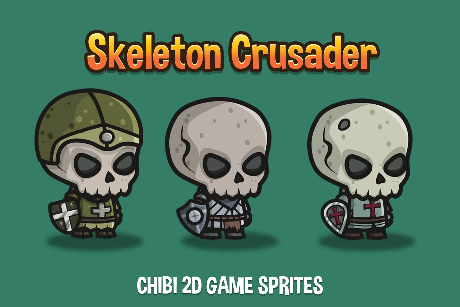 Chibi Skeleton Crusader Character Sprites