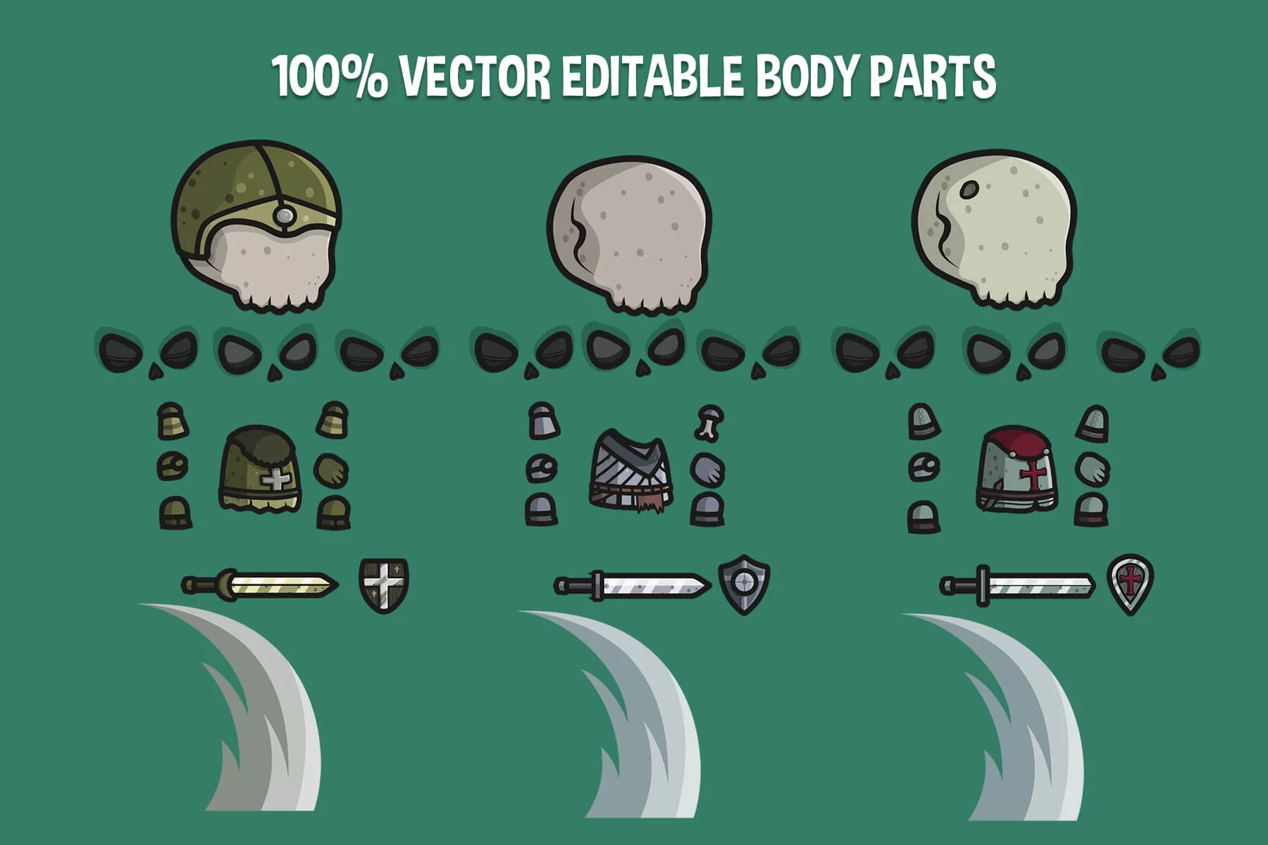 Chibi Skeleton Crusader Character Sprites