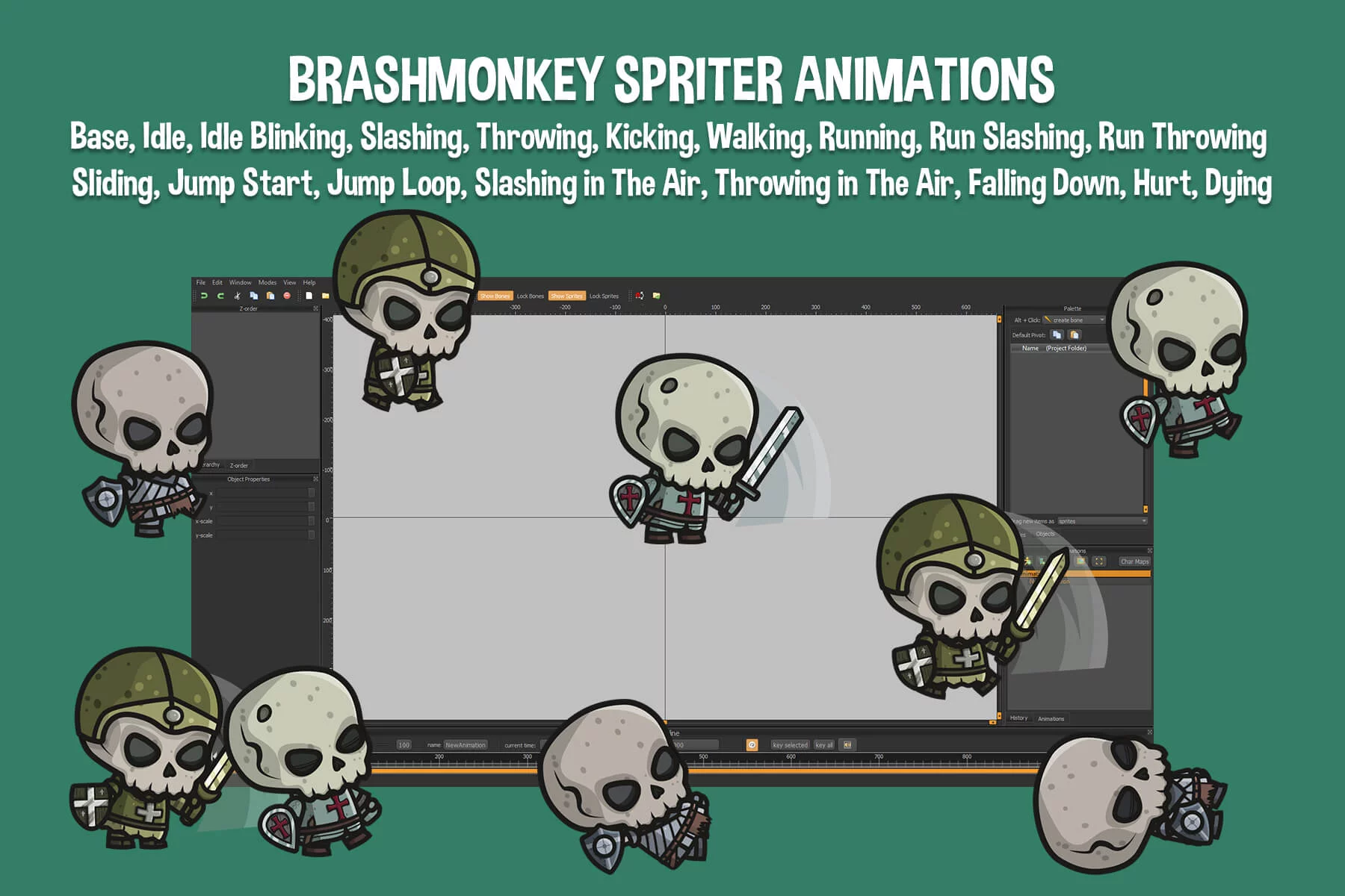 Chibi Skeleton Crusader Character Sprites